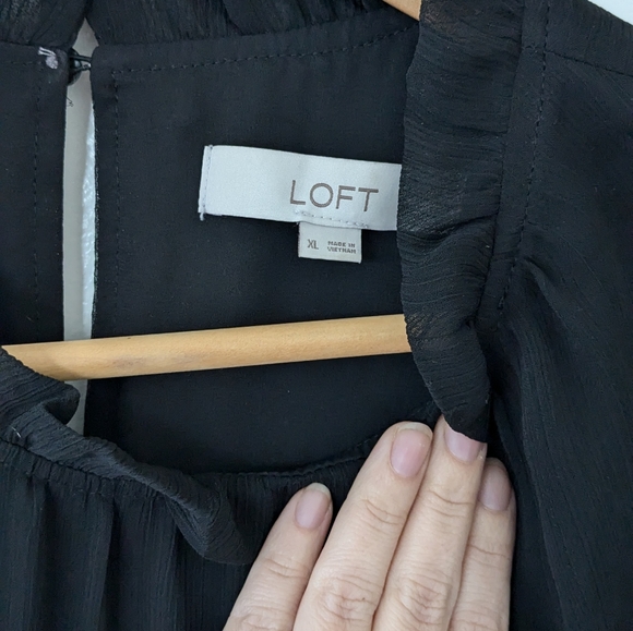 LOFT Ruffle Neck Balloon Sleeve Top - Picture 2 of 3